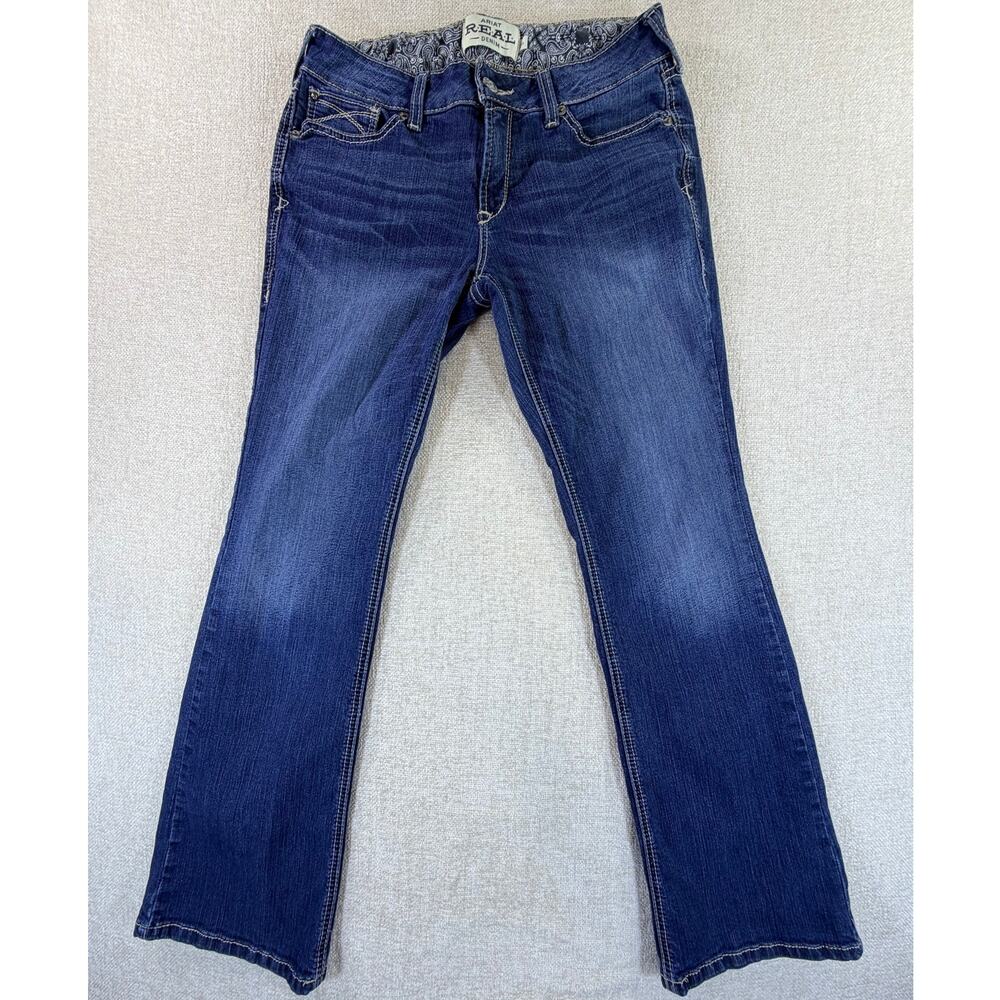 Ariat Real Women's Blue 31R Mid Rise Boot Cut Denim Jeans Western Riding Cowgirl